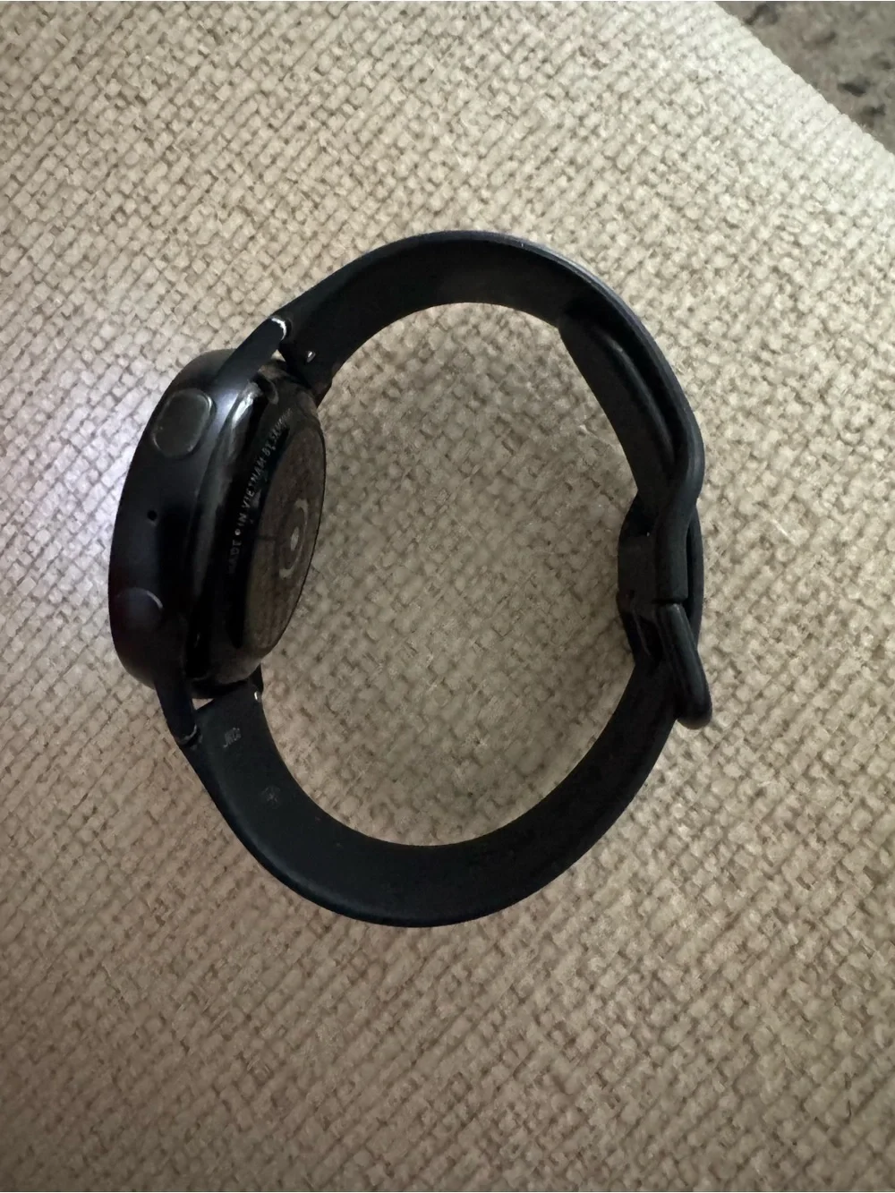Samsung Black Round Smartwatch with Silicone Band